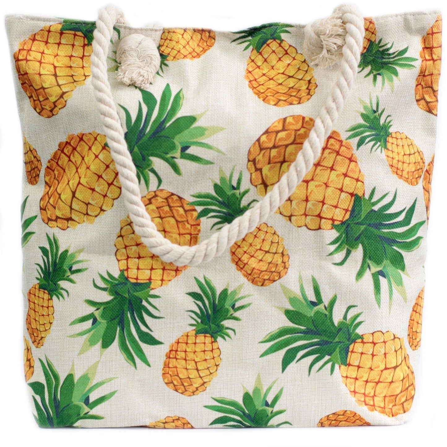 Polished Rope Handle Bag - Pineapples featuring natural patterning and unique variations - Positive Faith Hope Love