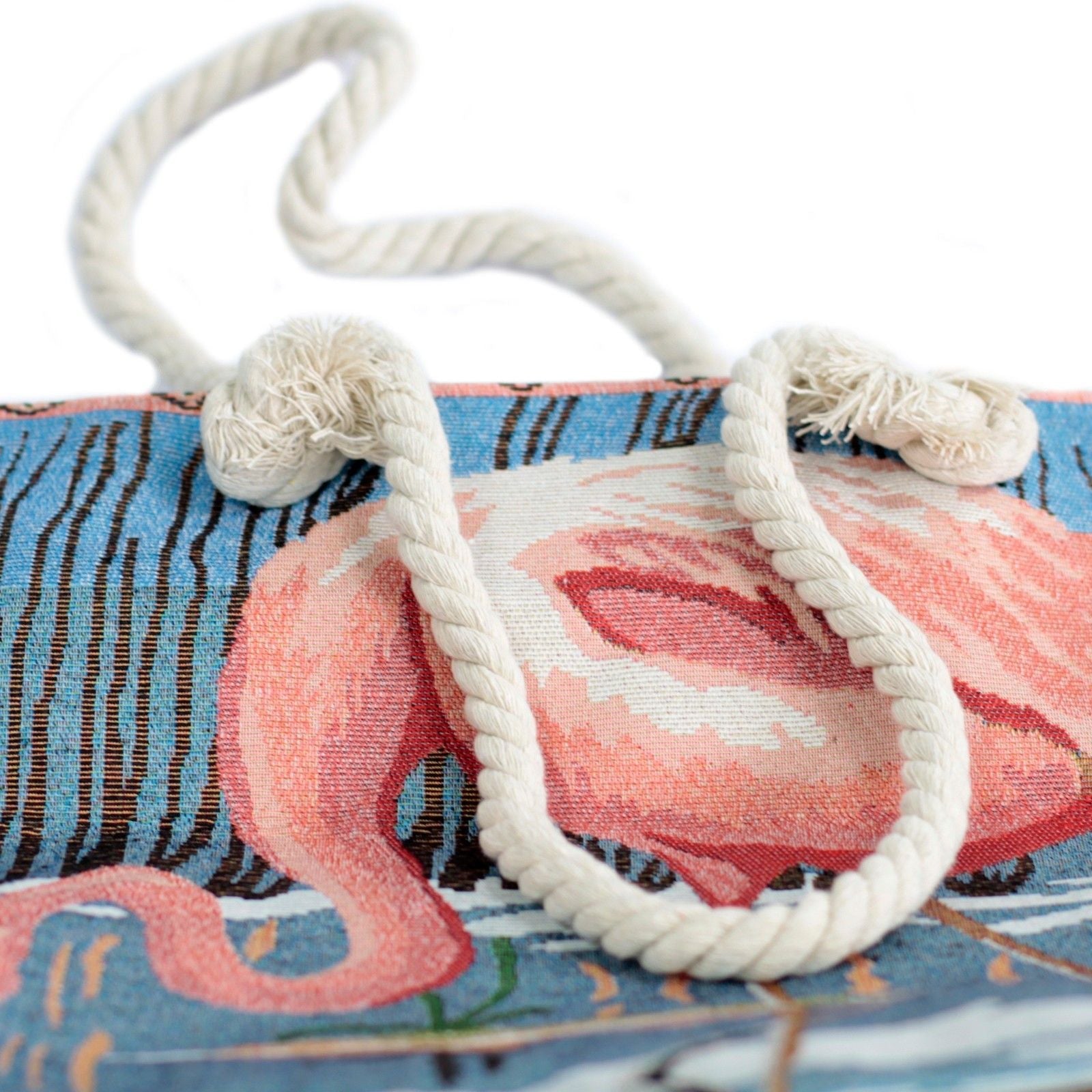 Polished Rope Handle Bag Pink Flamingo featuring natural patterning and unique variations - Positive Faith Hope Love