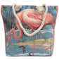 Polished Rope Handle Bag - Pink Flamingo featuring natural patterning and unique variations - Positive Faith Hope Love