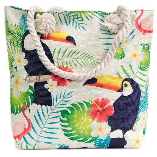 Polished Rope Handle Bag - Tropical Toucan featuring natural patterning and unique variations - Positive Faith Hope Love