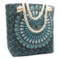 Polished Rope Handle Mandela Bag - Deep Blue featuring natural patterning and unique variations - Positive Faith Hope Love