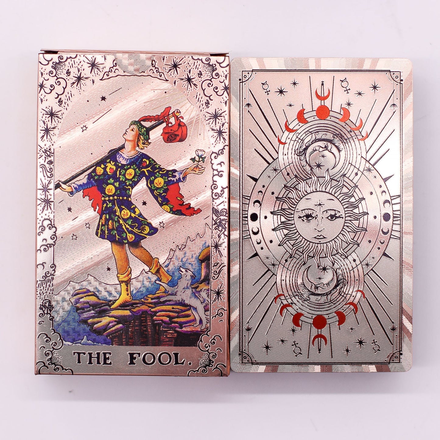 Rose Gold Foil Tarot Card Set - Moon Phase - with booklet - Positive Faith Hope Love