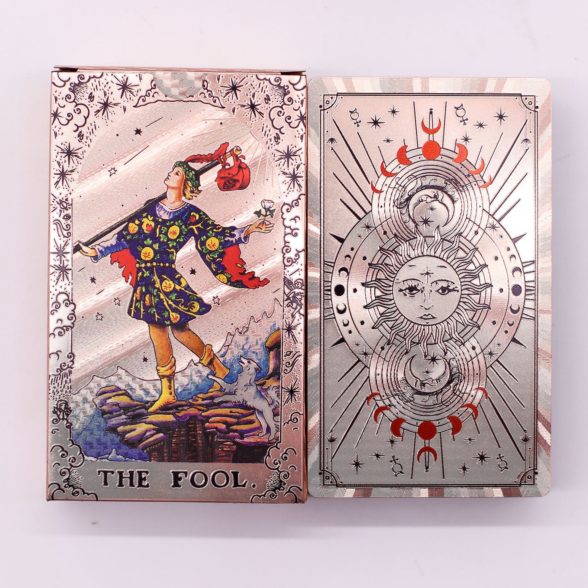Rose Gold Foil Tarot Card Set - Moon Phase - with booklet - Positive Faith Hope Love