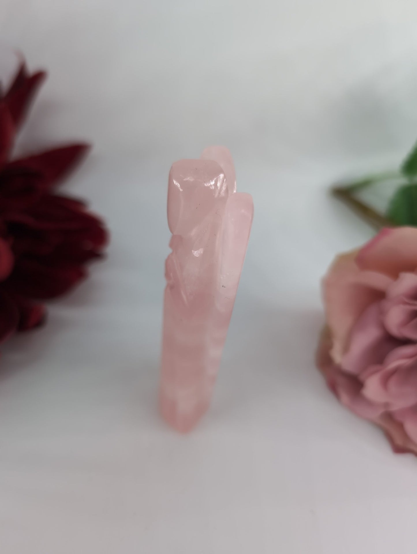 Rose Quartz Angel 80mm - Positive Faith Hope Love