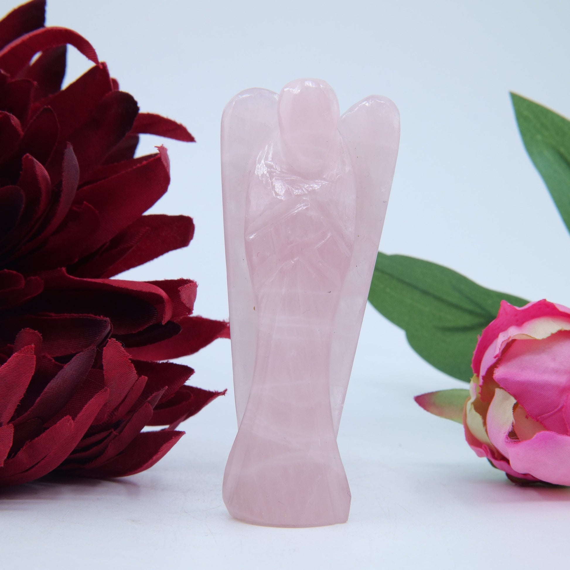 Polished Rose Quartz Angel 80Mm featuring soft pink tone and gentle translucence - Positive Faith Hope Love