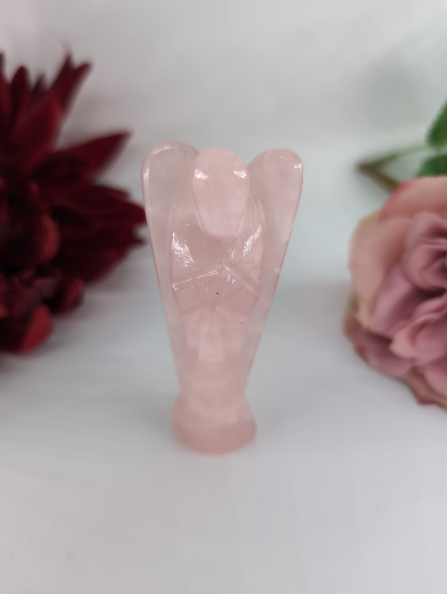 Rose Quartz Angel 80mm - Positive Faith Hope Love