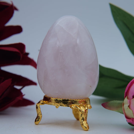 Polished Rose Quartz Egg 60mm featuring soft pink tone and gentle translucence - Positive Faith Hope Love