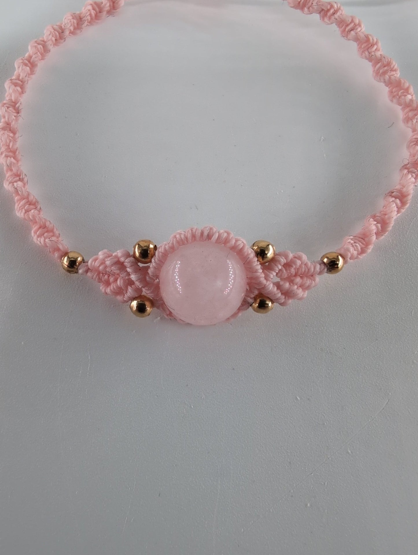 Rose Quartz Pink Micro Macrame Bracelet - Positive Faith Hope Love