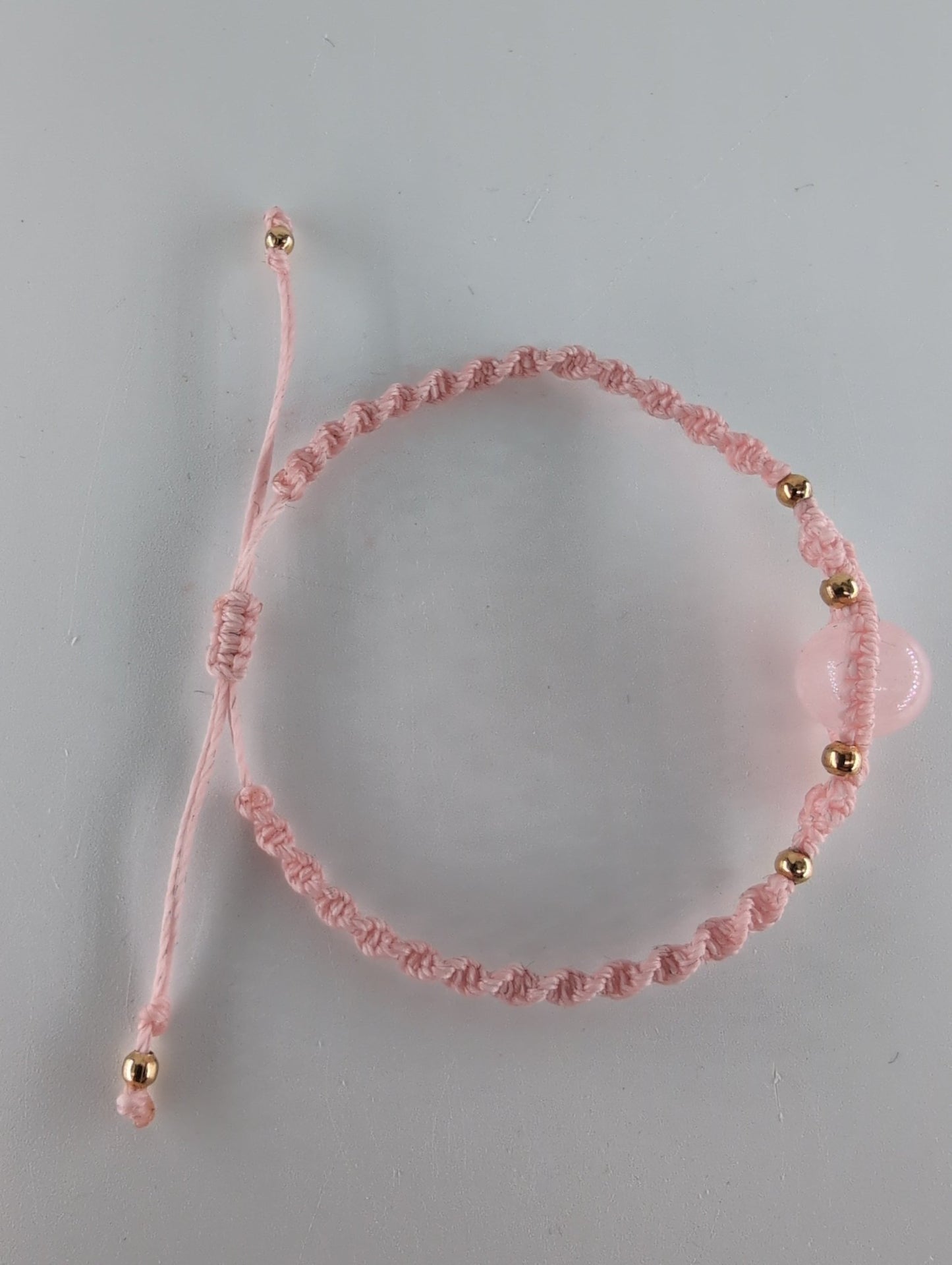 Rose Quartz Pink Micro Macrame Bracelet - Positive Faith Hope Love