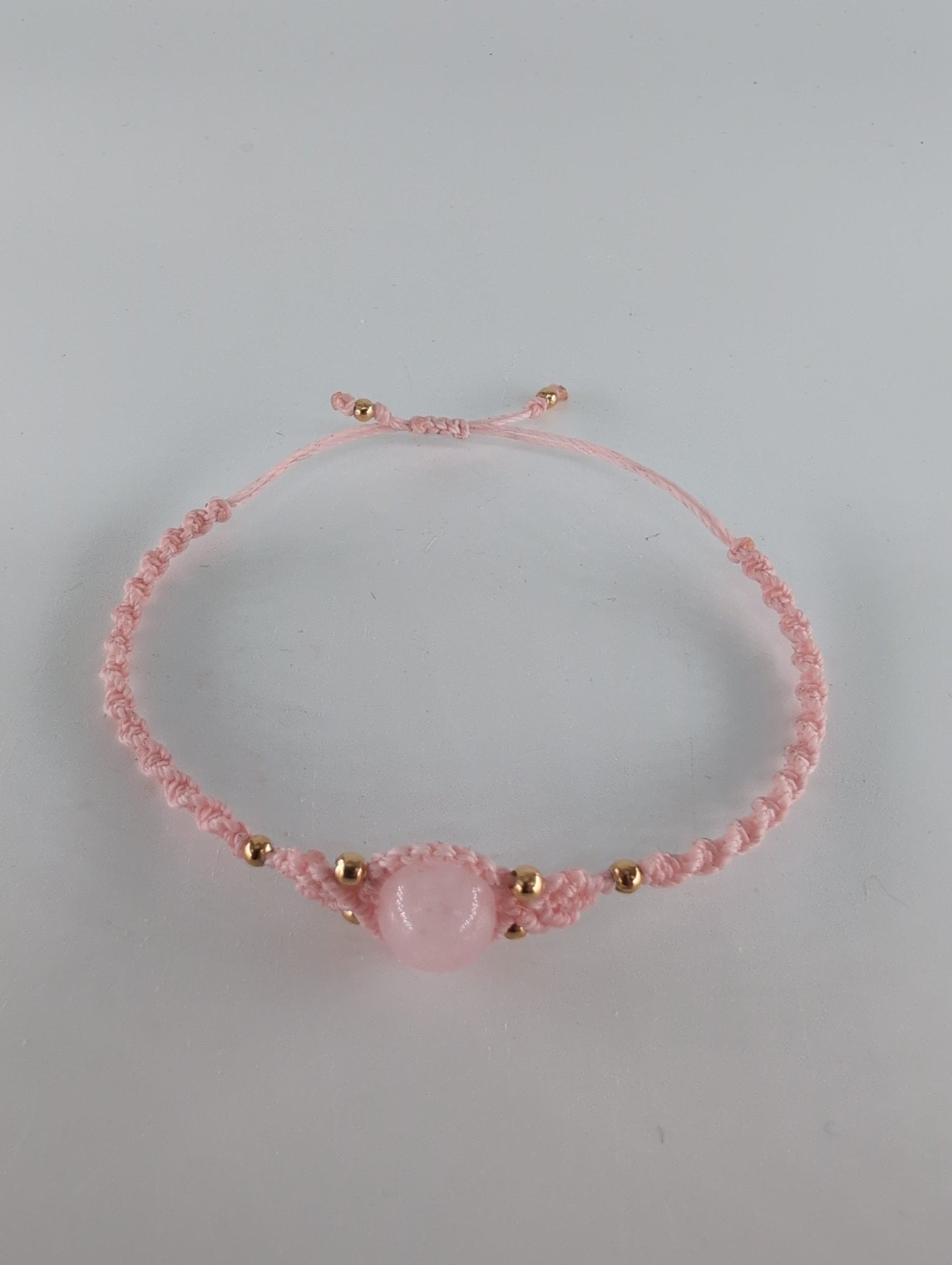 Rose Quartz Pink Micro Macrame Bracelet - Positive Faith Hope Love