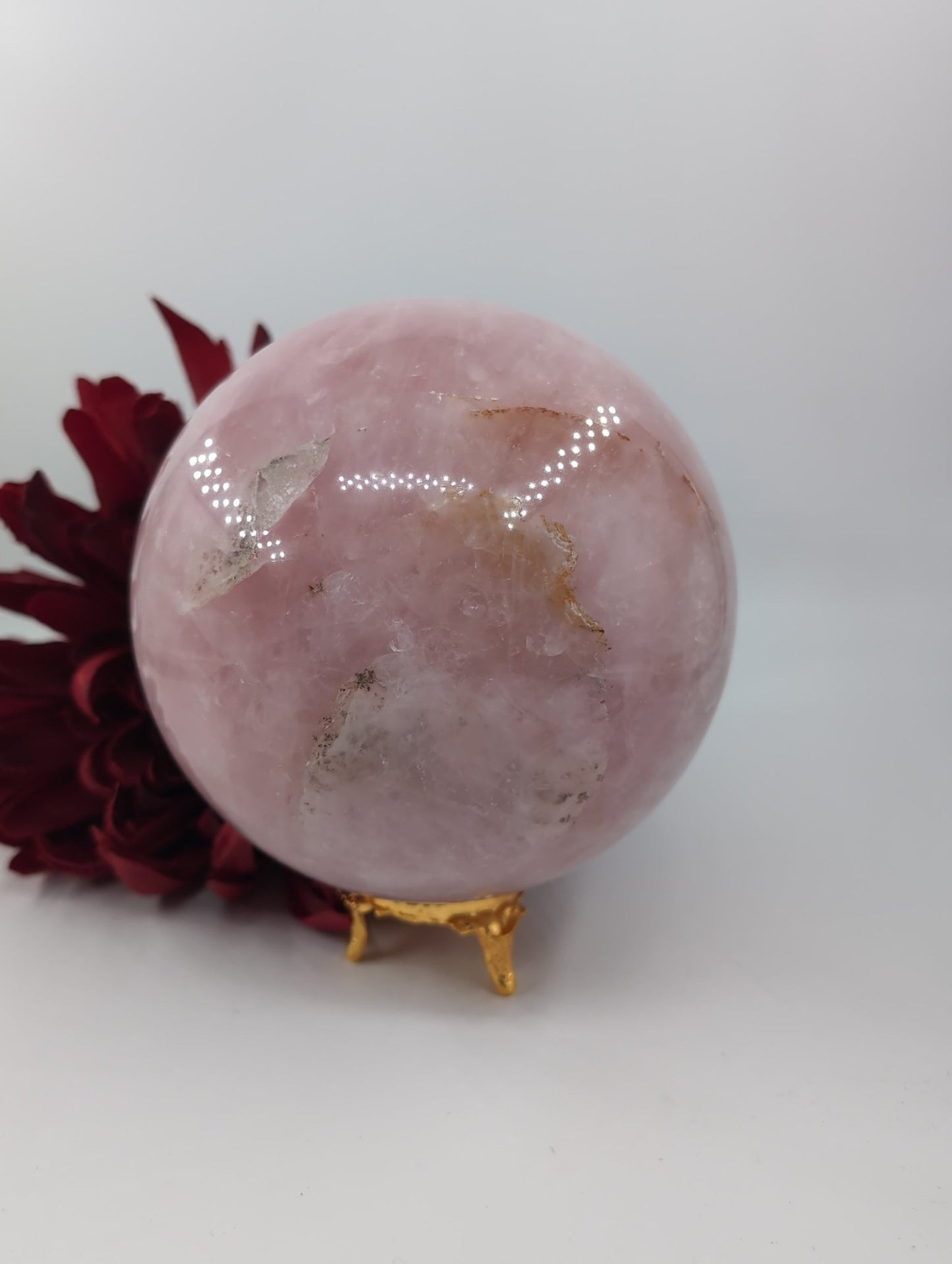 Rose Quartz Sphere 2204g - Positive Faith Hope Love