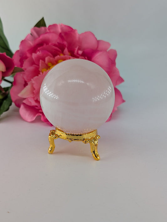 Rose Quartz Sphere 221g - Positive Faith Hope Love