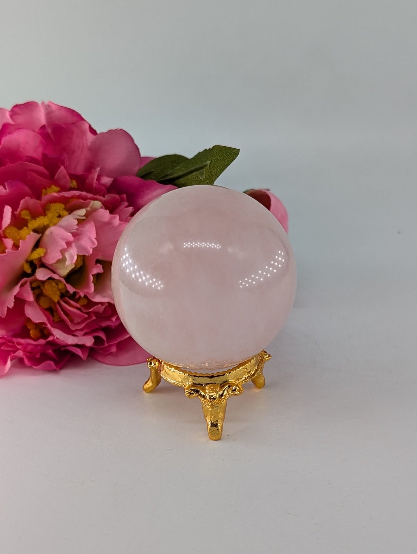 Rose Quartz Sphere 229g - Positive Faith Hope Love