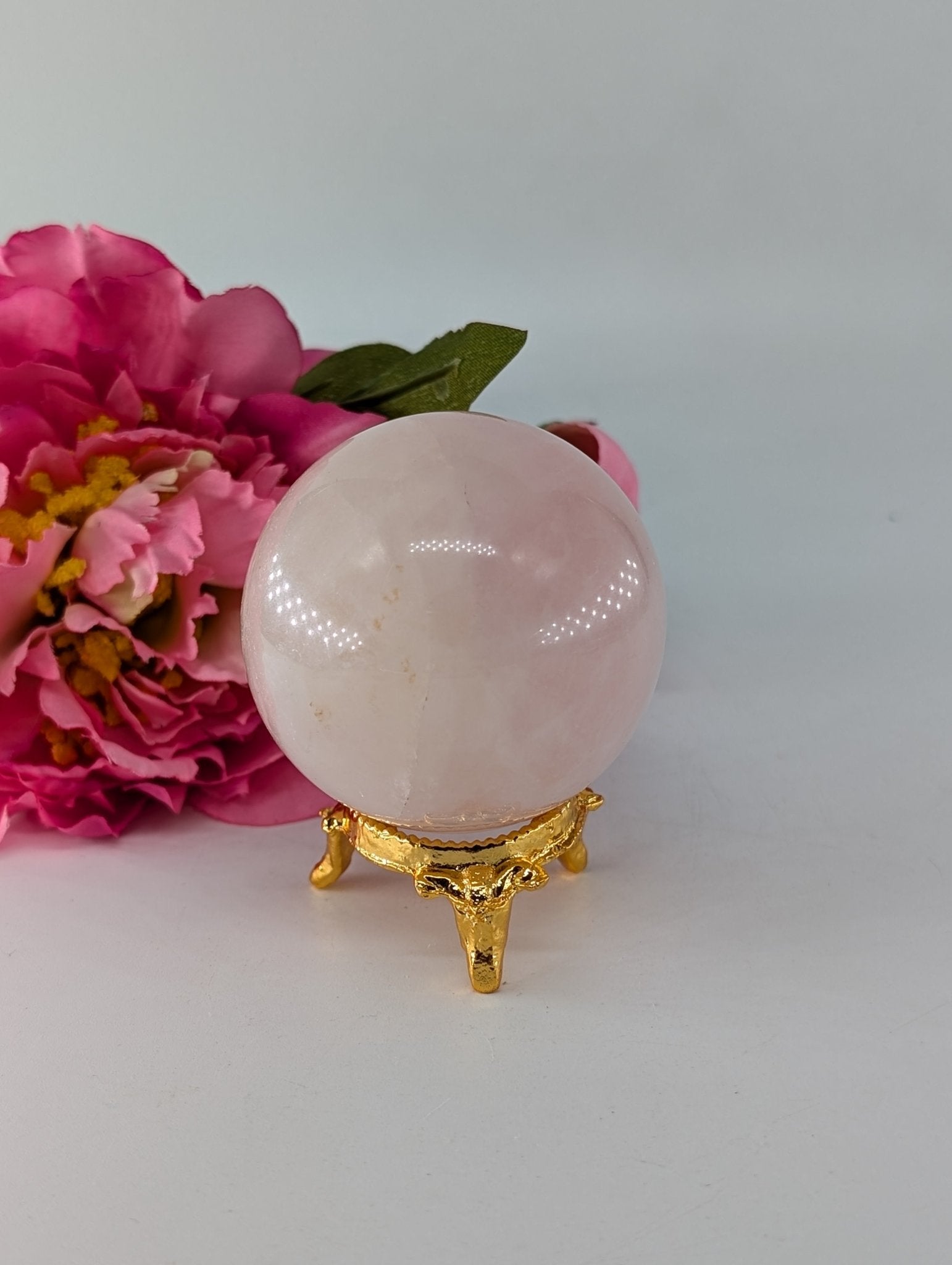 Rose Quartz Sphere 229g - Positive Faith Hope Love