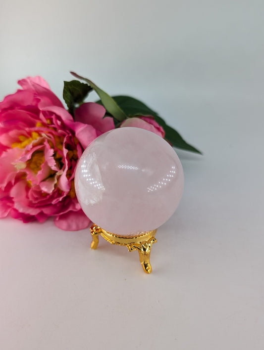 Rose Quartz Sphere 232g - Positive Faith Hope Love