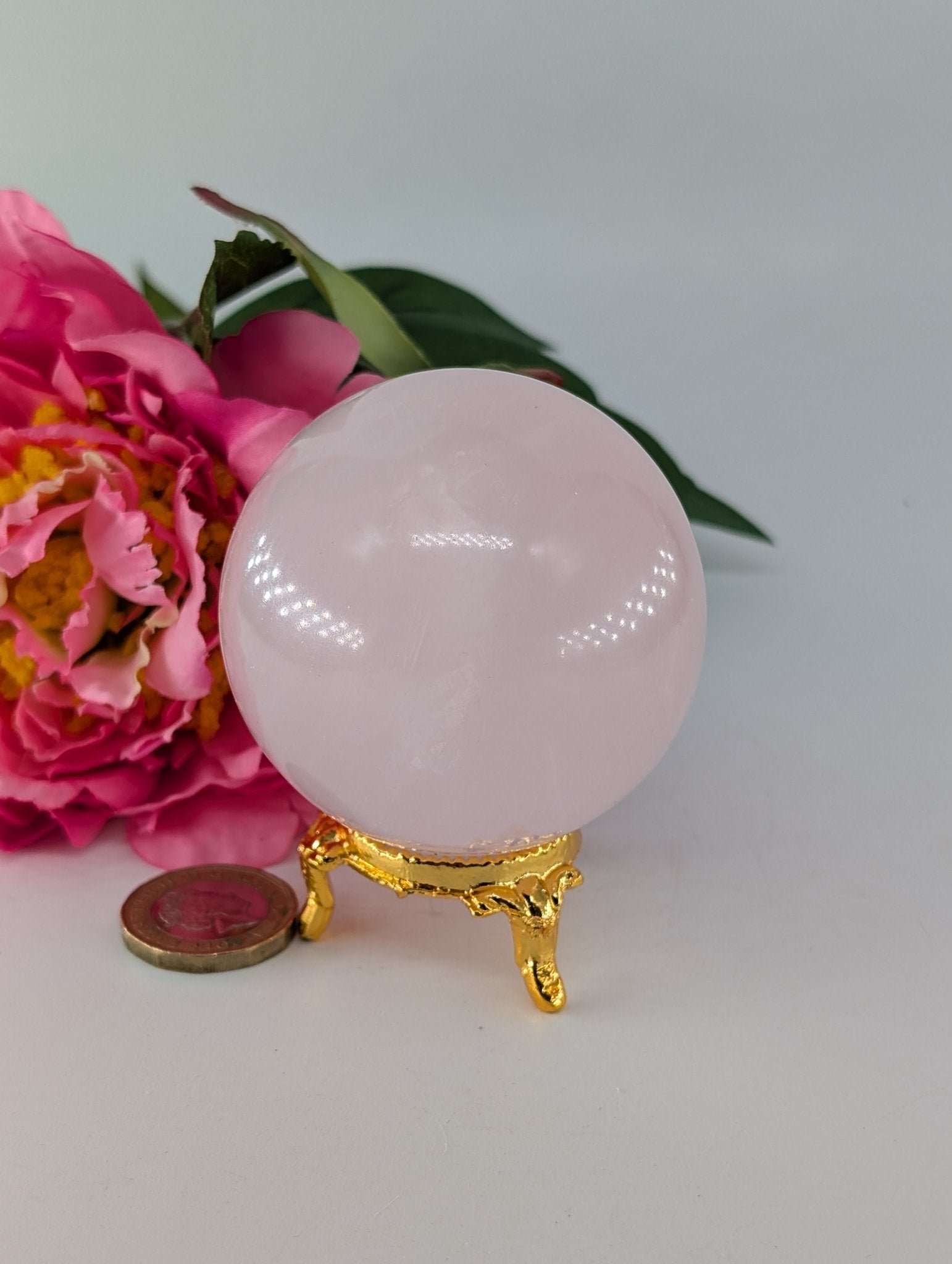 Rose Quartz Sphere 310g - Positive Faith Hope Love