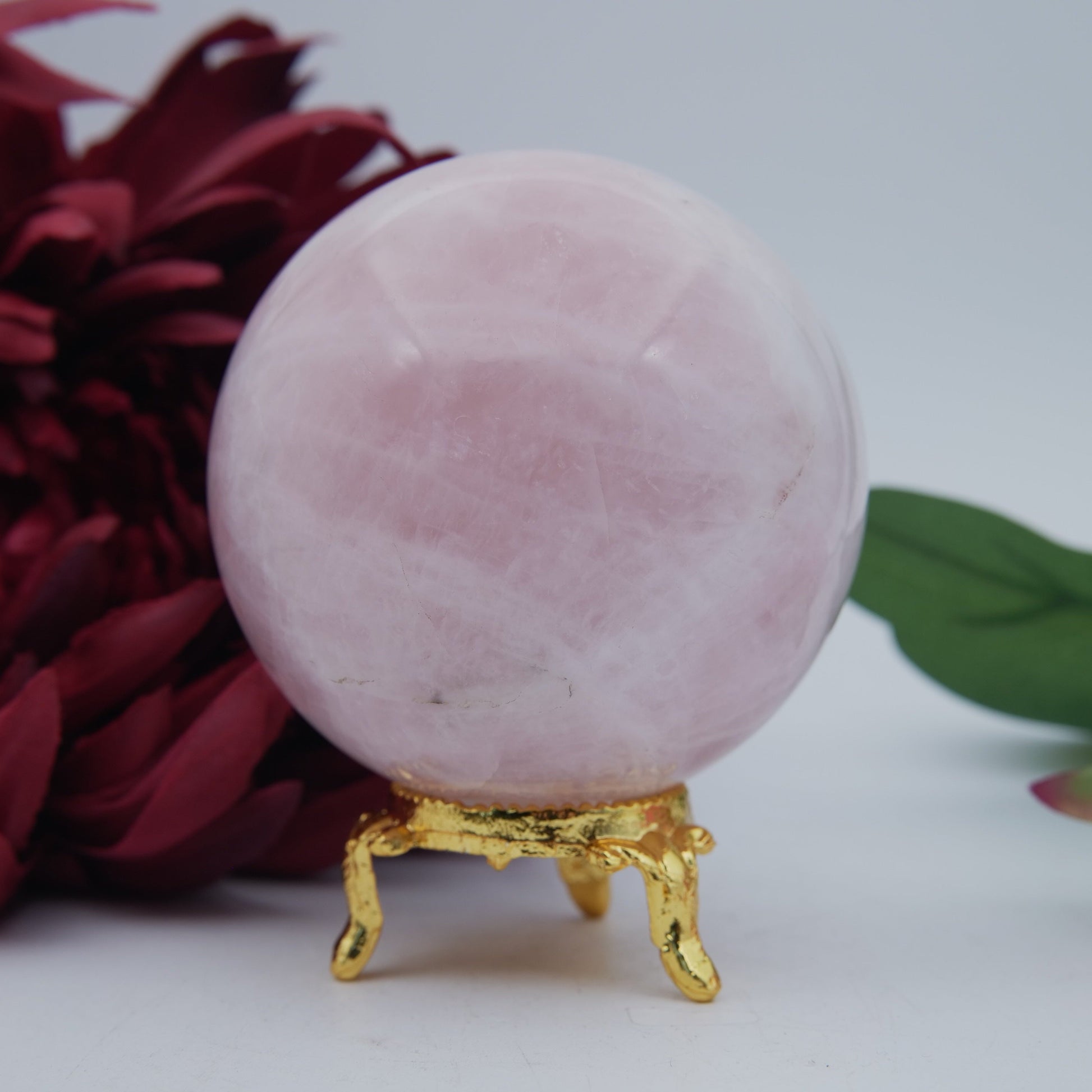 Rose Quartz Sphere — 440 g (70 mm) - Positive Faith Hope Love