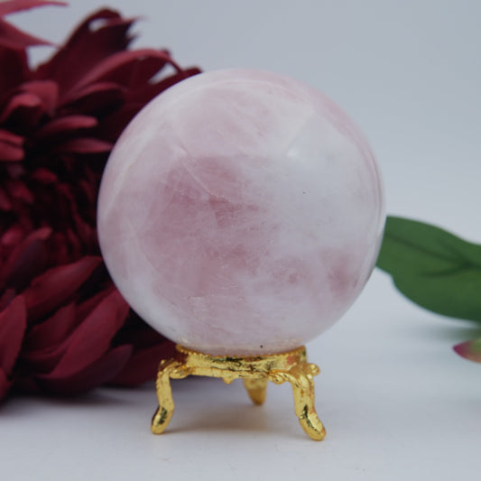 Rose Quartz Sphere — 440 g (70 mm) - Positive Faith Hope Love