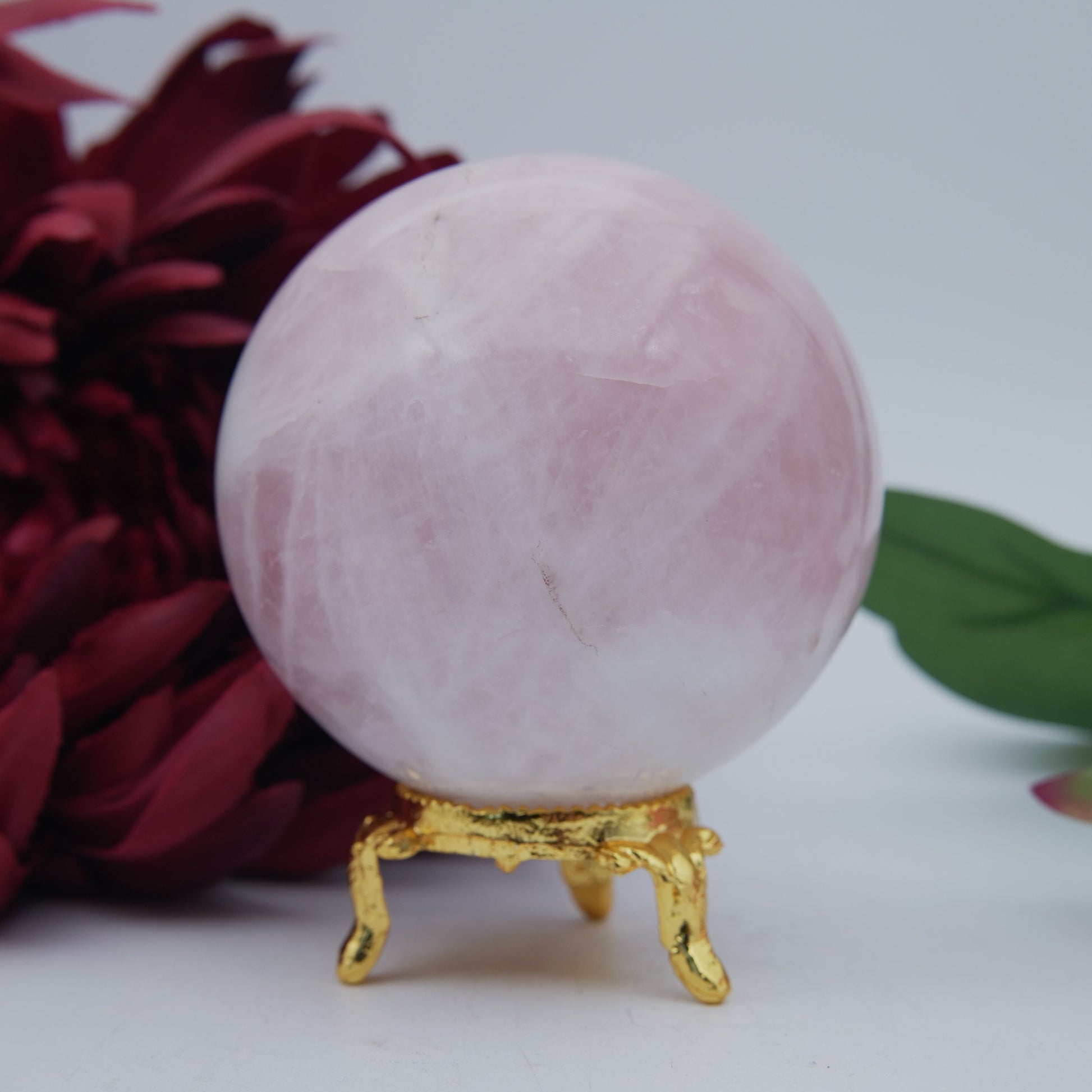 Rose Quartz Sphere — 440 g (70 mm) - Positive Faith Hope Love