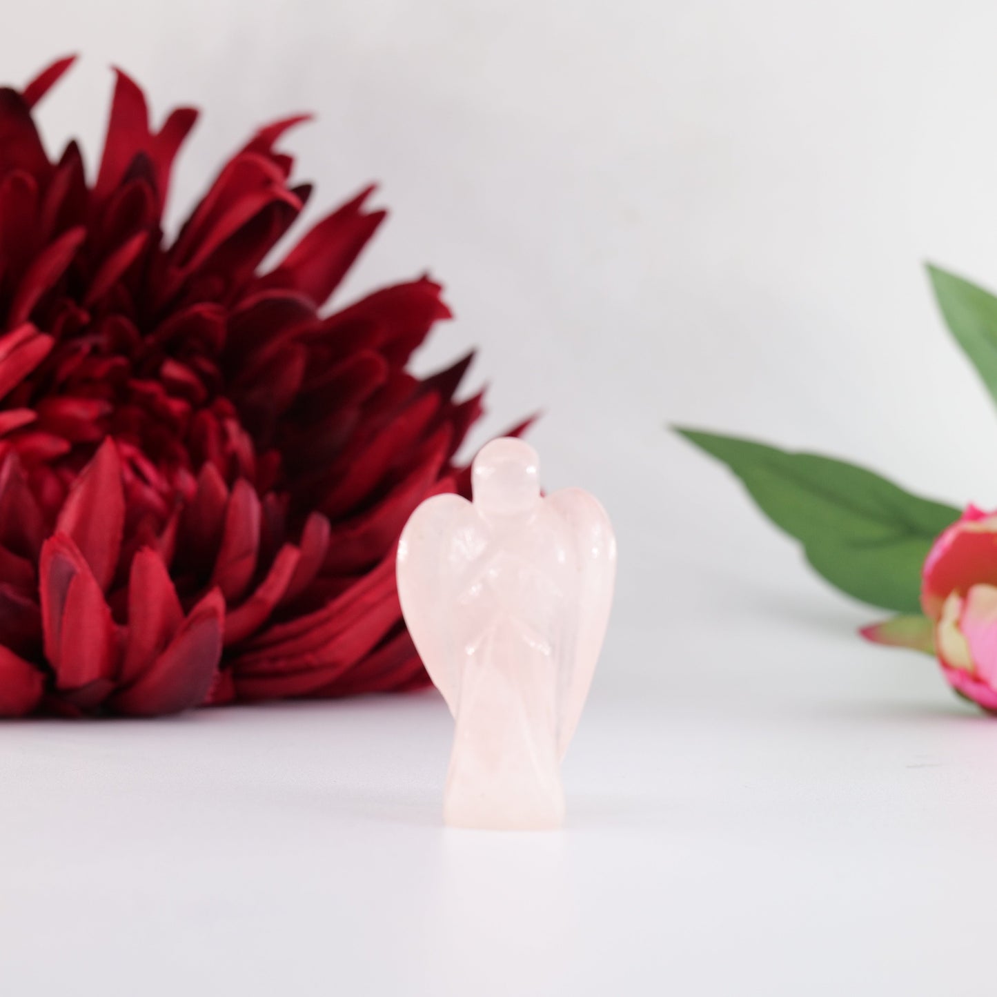 Polished Rose Quatrtz Angel 55Mm featuring natural patterning and unique variations - Positive Faith Hope Love