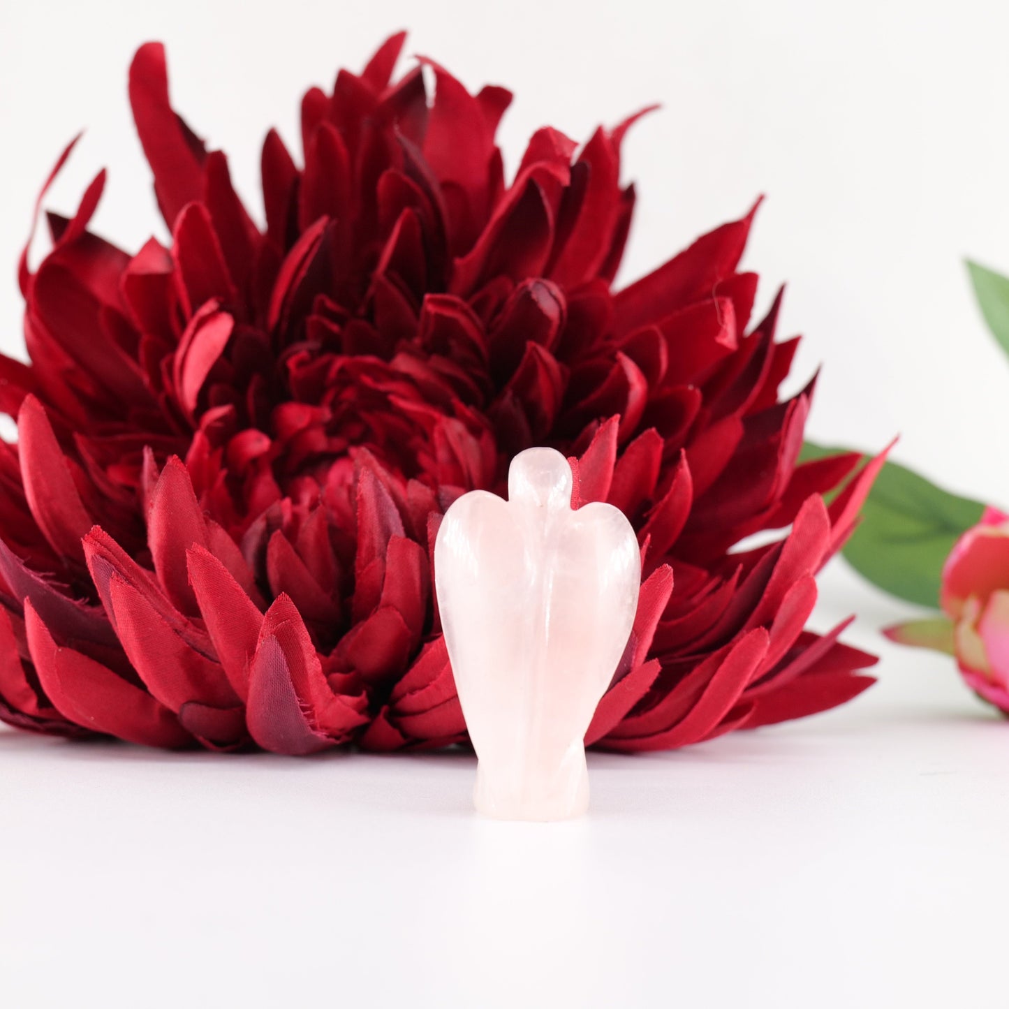 Polished Rose Quatrtz Angel 55Mm featuring natural patterning and unique variations - Positive Faith Hope Love