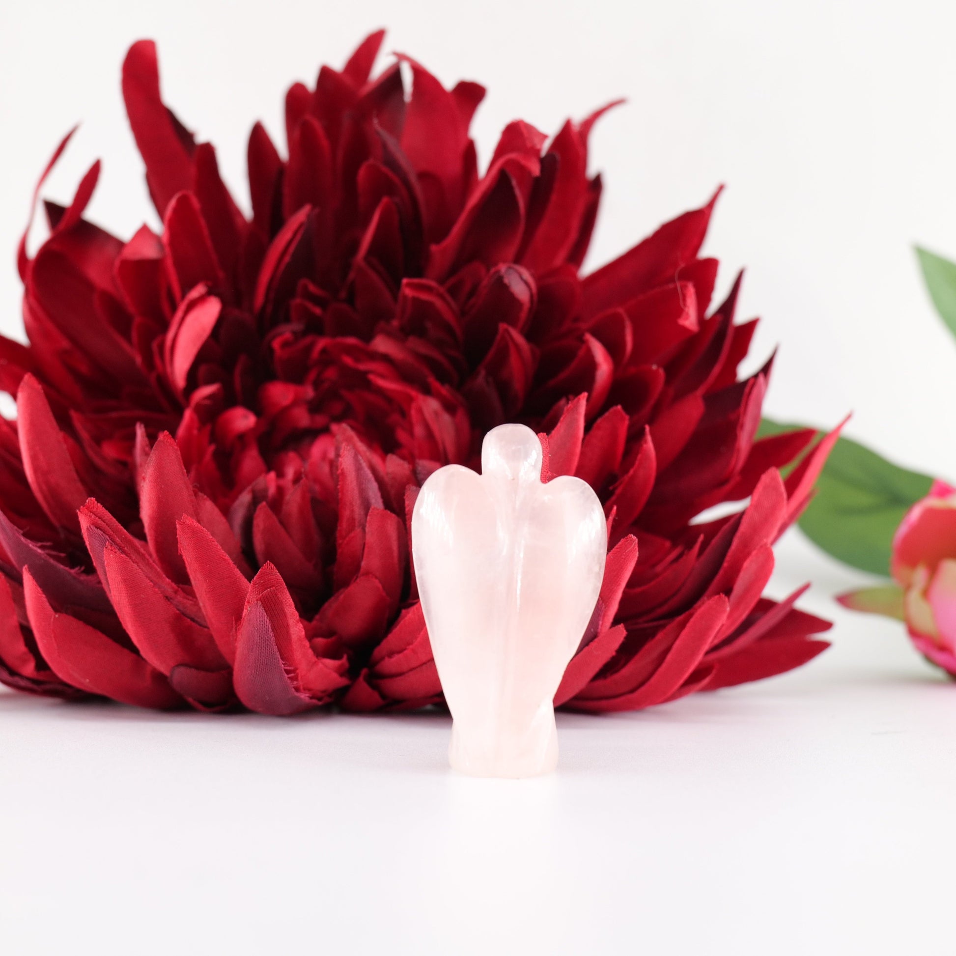 Polished Rose Quatrtz Angel 55Mm featuring natural patterning and unique variations - Positive Faith Hope Love