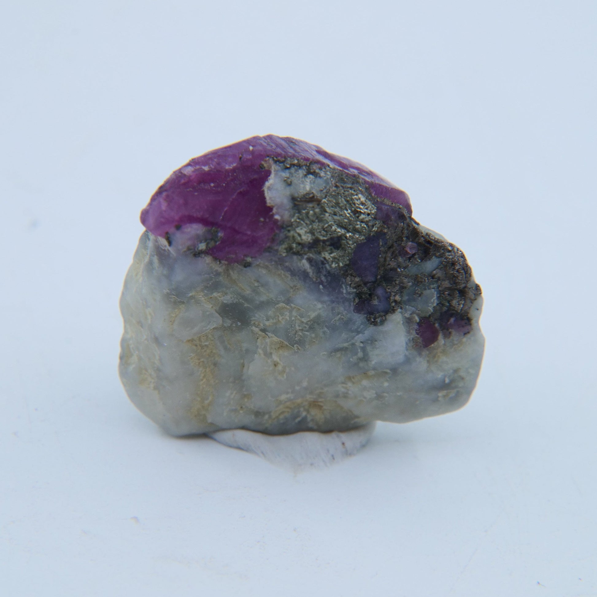 Ruby with Pyrite & Albite Specimen — 8.82 g - Positive Faith Hope Love