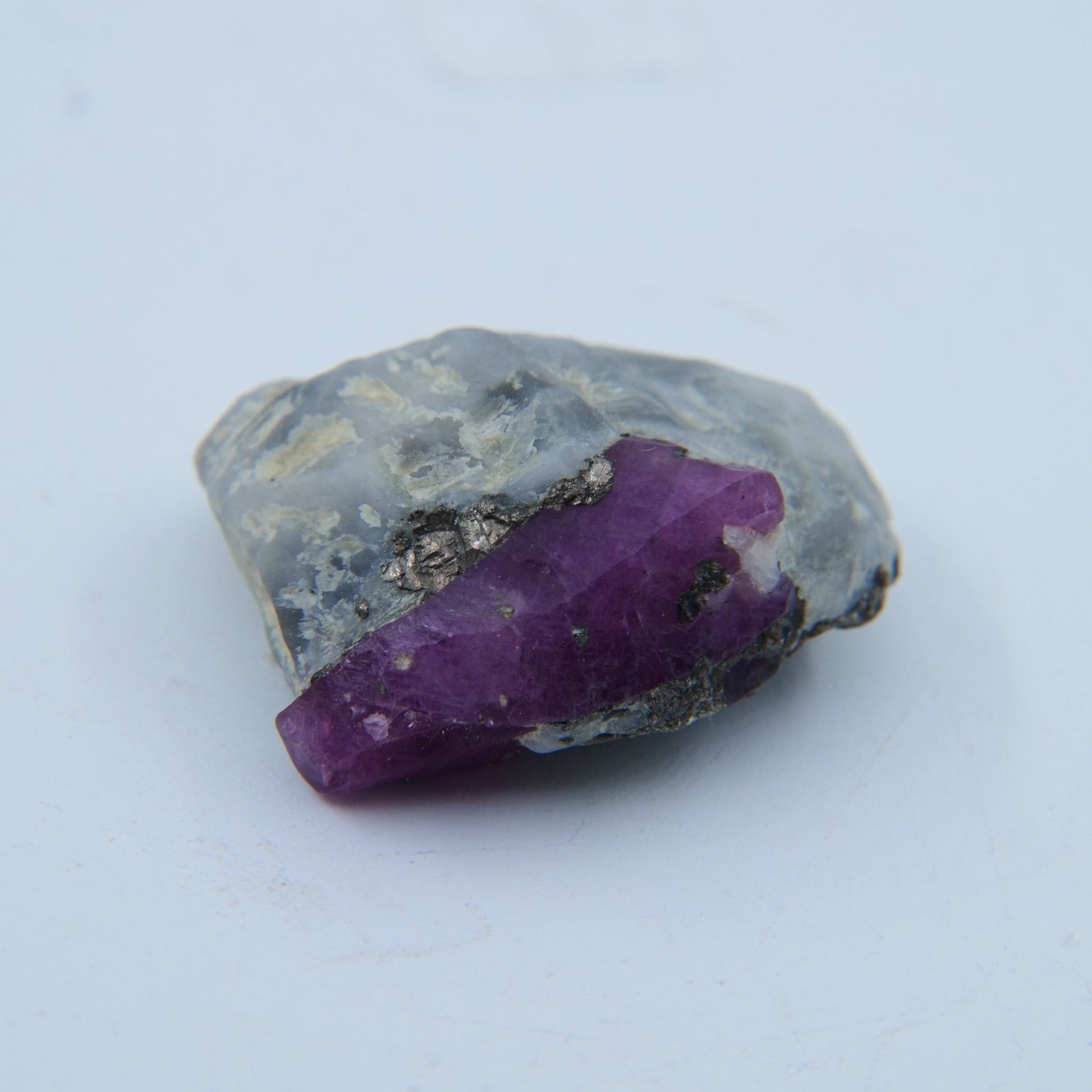 Ruby with Pyrite & Albite Specimen — 8.82 g - Positive Faith Hope Love