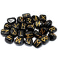 Polished Runes Stone Set in Pouch - Black Agate featuring banded patterns and glossy finish - Positive Faith Hope Love