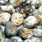 Polished Runes Stone Set in Pouch - Tree Agate featuring banded patterns and glossy finish - Positive Faith Hope Love