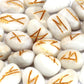 Polished Runes Stone Set In Pouch White Agate featuring banded patterns and glossy finish - Positive Faith Hope Love