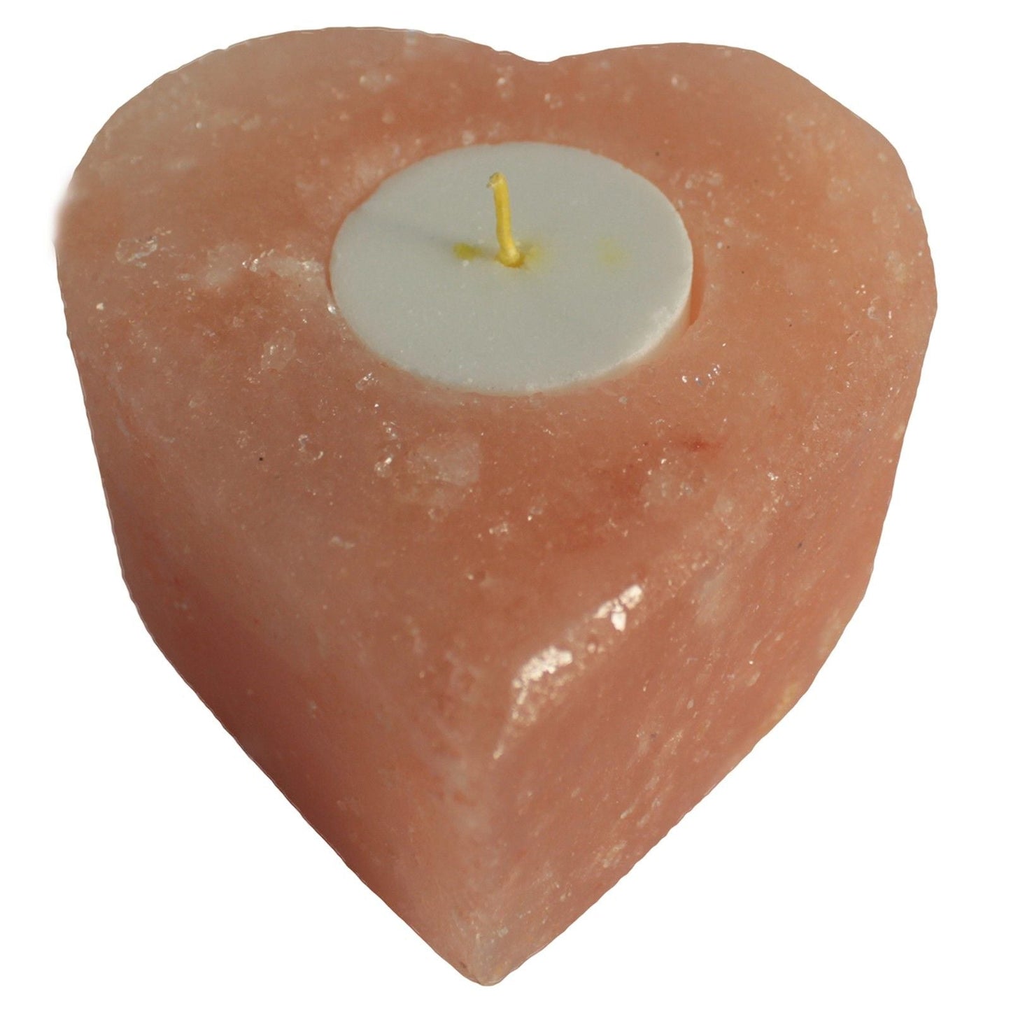 Polished Salt Candle Holder - Med Heart featuring natural patterning and unique variations - Positive Faith Hope Love