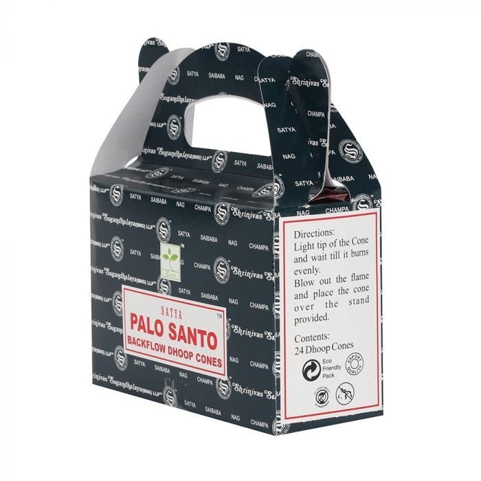 Polished Satya Backflow Dhoop Cones Palo Santo 24Pcs featuring natural patterning and unique variations - Positive Faith Hope Love