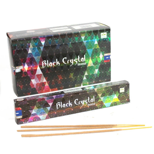 Polished Satya Black Crystal Incense - 15gram featuring natural patterning and unique variations - Positive Faith Hope Love