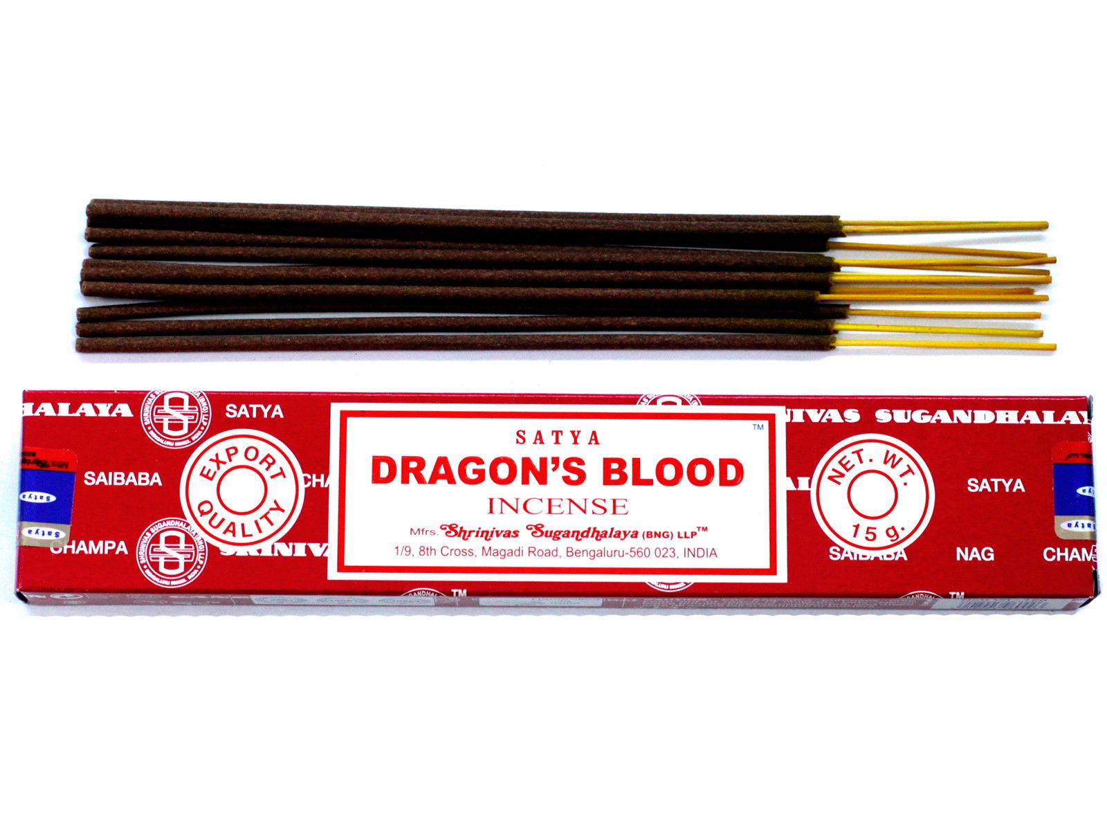 Polished Satya Incense 15gm - Dragon Blood featuring natural patterning and unique variations - Positive Faith Hope Love