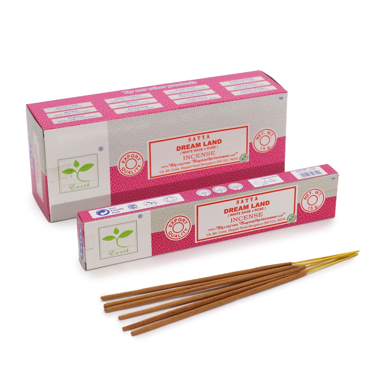 Polished Satya Incense 15gm - Dream Land (White Sage & Rose) featuring natural patterning and unique variations - Positive Faith Hope Love