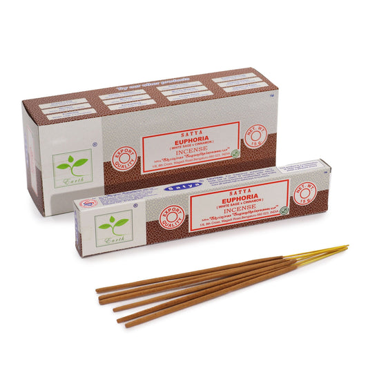 Polished Satya Incense 15gm - Euphoria (White Sage & Cinnamon) featuring natural patterning and unique variations - Positive Faith Hope Love