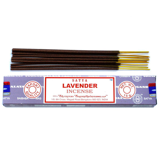 Polished Satya Incense 15gm - Lavender featuring natural patterning and unique variations - Positive Faith Hope Love