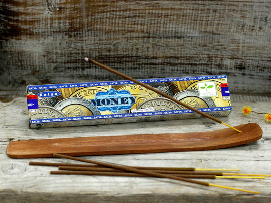 Polished Satya Incense 15gm - Money featuring natural patterning and unique variations - Positive Faith Hope Love