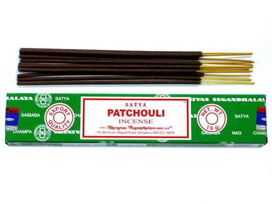 Polished Satya Incense 15gm - Patchouli featuring natural patterning and unique variations - Positive Faith Hope Love