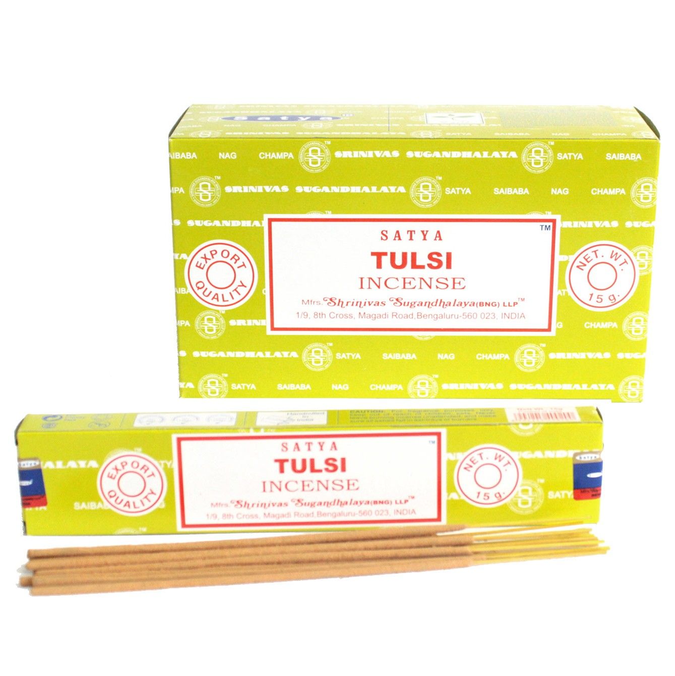 Polished Satya Incense 15gm - Tulsi featuring natural patterning and unique variations - Positive Faith Hope Love