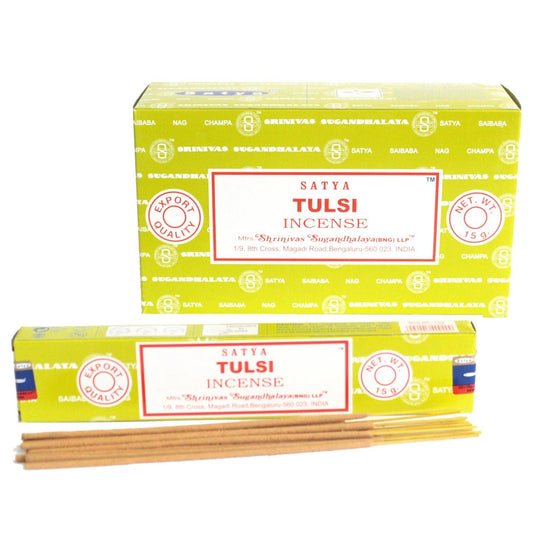 Polished Satya Incense 15gm - Tulsi featuring natural patterning and unique variations - Positive Faith Hope Love