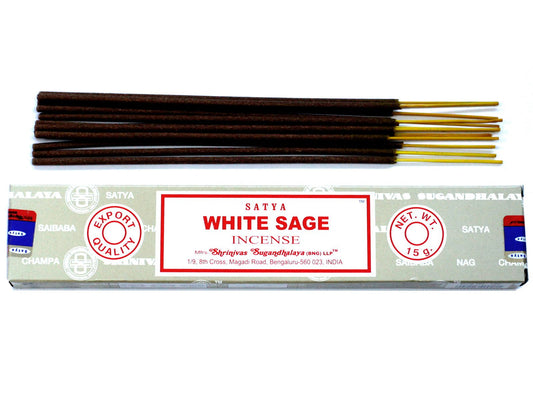 Polished Satya Incense 15gm - White Sage featuring natural patterning and unique variations - Positive Faith Hope Love