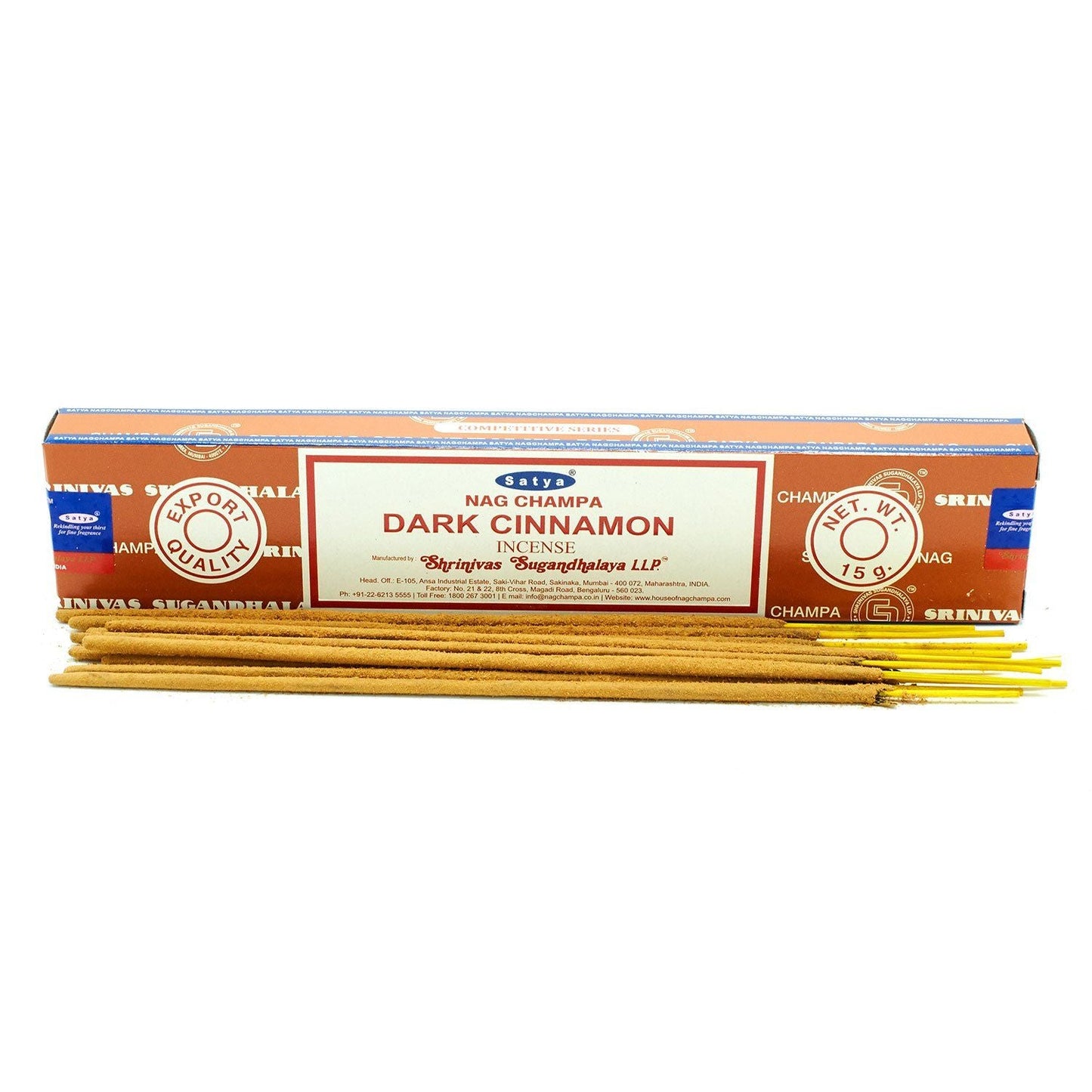 Polished Satya Incense Sticks 15g - Dark Cinammon featuring natural patterning and unique variations - Positive Faith Hope Love