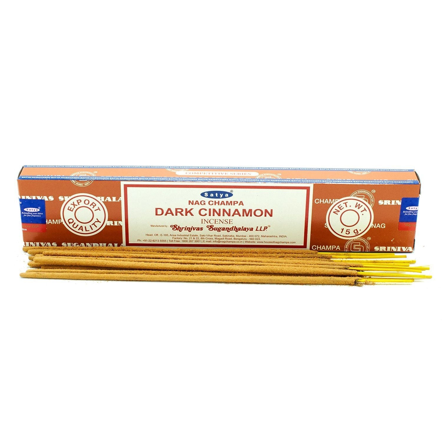 Polished Satya Incense Sticks 15g - Dark Cinammon featuring natural patterning and unique variations - Positive Faith Hope Love