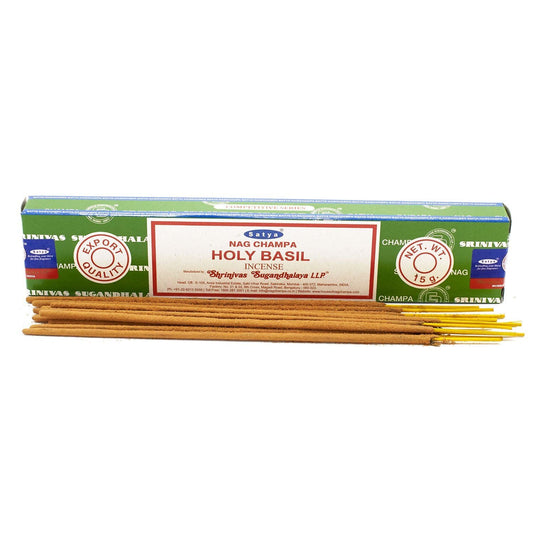 Polished Satya Incense Sticks 15g - Holy Basil featuring natural patterning and unique variations - Positive Faith Hope Love