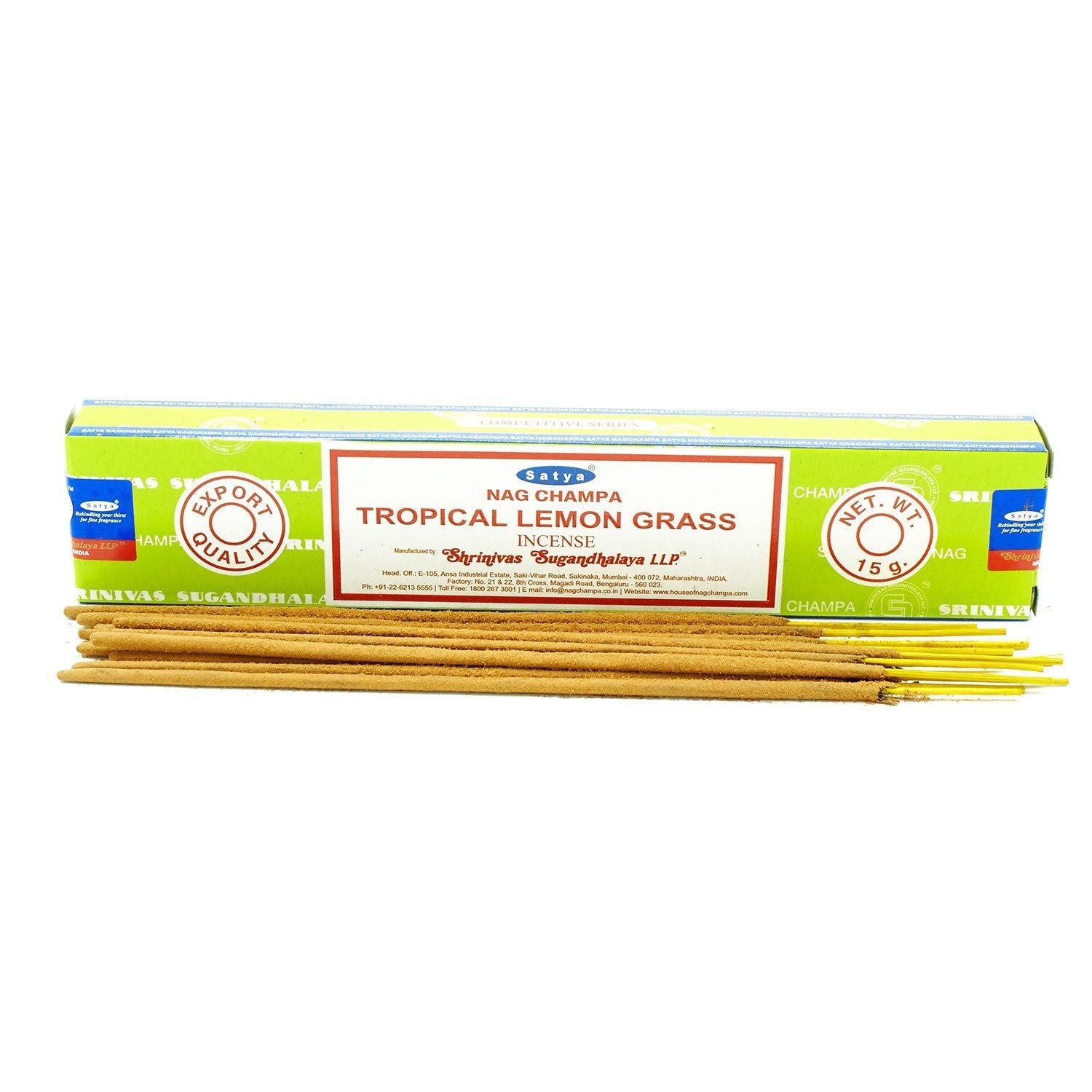 Polished Satya Incense Sticks 15g - Tropical Lemongrass featuring natural patterning and unique variations - Positive Faith Hope Love