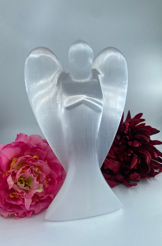 Selenite Crystal Angel - Large - Positive Faith Hope Love