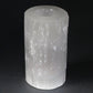 Polished Selenite Cylinder Candle Holder - 15 cm featuring satin white sheen and fibrous texture - Positive Faith Hope Love