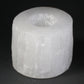 Polished Selenite Cylinder Candle Holder - 8 cm featuring satin white sheen and fibrous texture - Positive Faith Hope Love